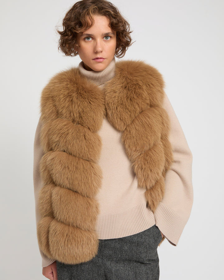 Sleeveless fox fur vest