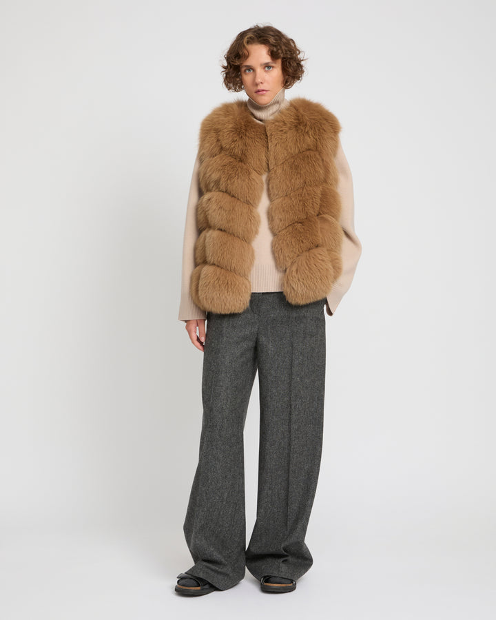 Sleeveless fox fur vest