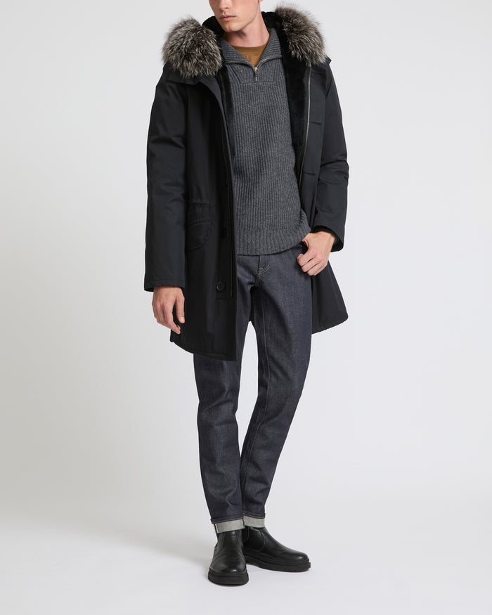 yves salomon Parka iconique en coton mélangé avec fourrure de renard et lapin