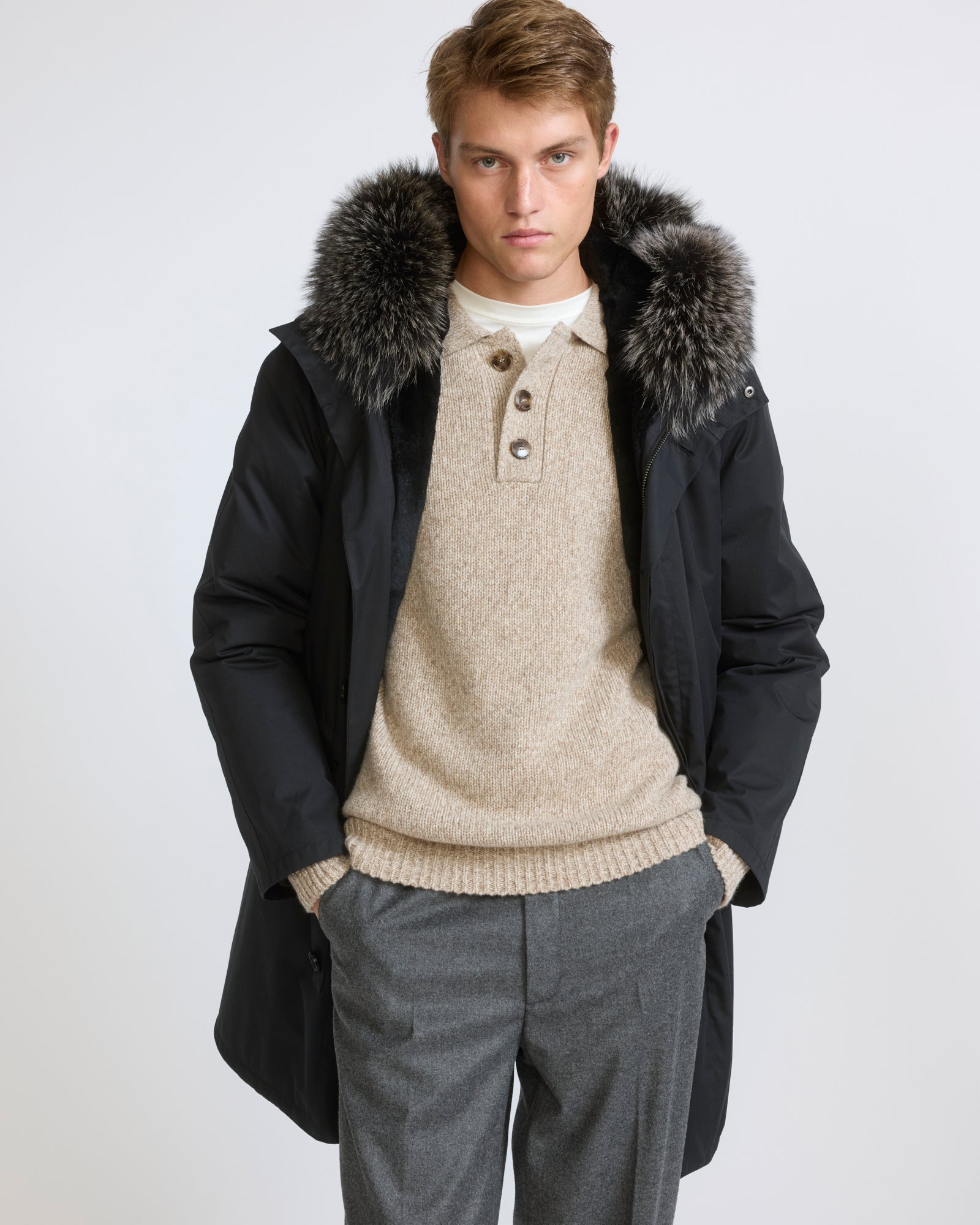 Parka iconique en coton mélangé avec fourrure de renard et lapin