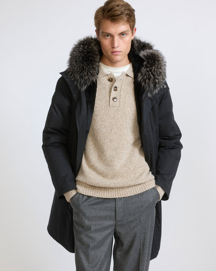 Parka iconique en coton mélangé avec fourrure de renard et lapin