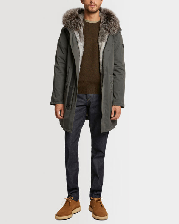Parka iconique en coton mélangé avec fourrure de renard et lapin