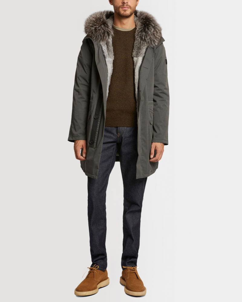 Parka iconique en coton mélangé avec fourrure de renard et lapin