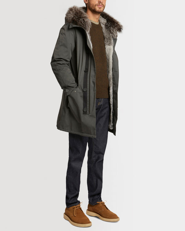Parka iconique en coton mélangé et fourrure
