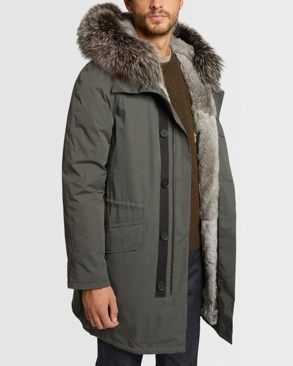 Parka iconique en coton mélangé avec fourrure de renard et lapin