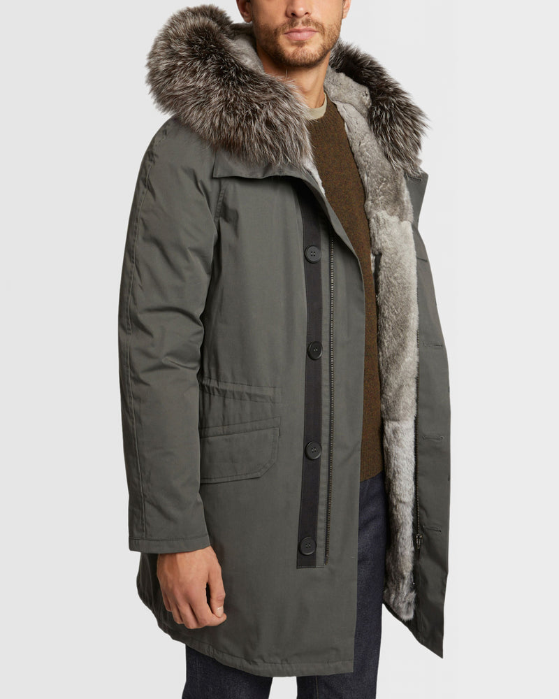 Parka iconique en coton mélangé avec fourrure de renard et lapin