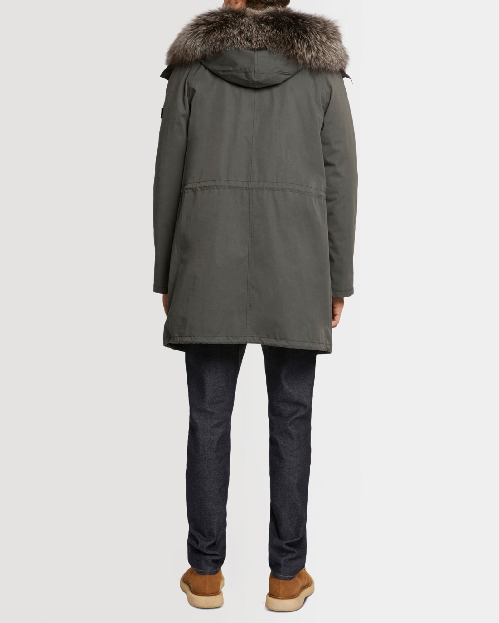 Iconic Cotton Blend And Fur Parka Grey Yves Salomon