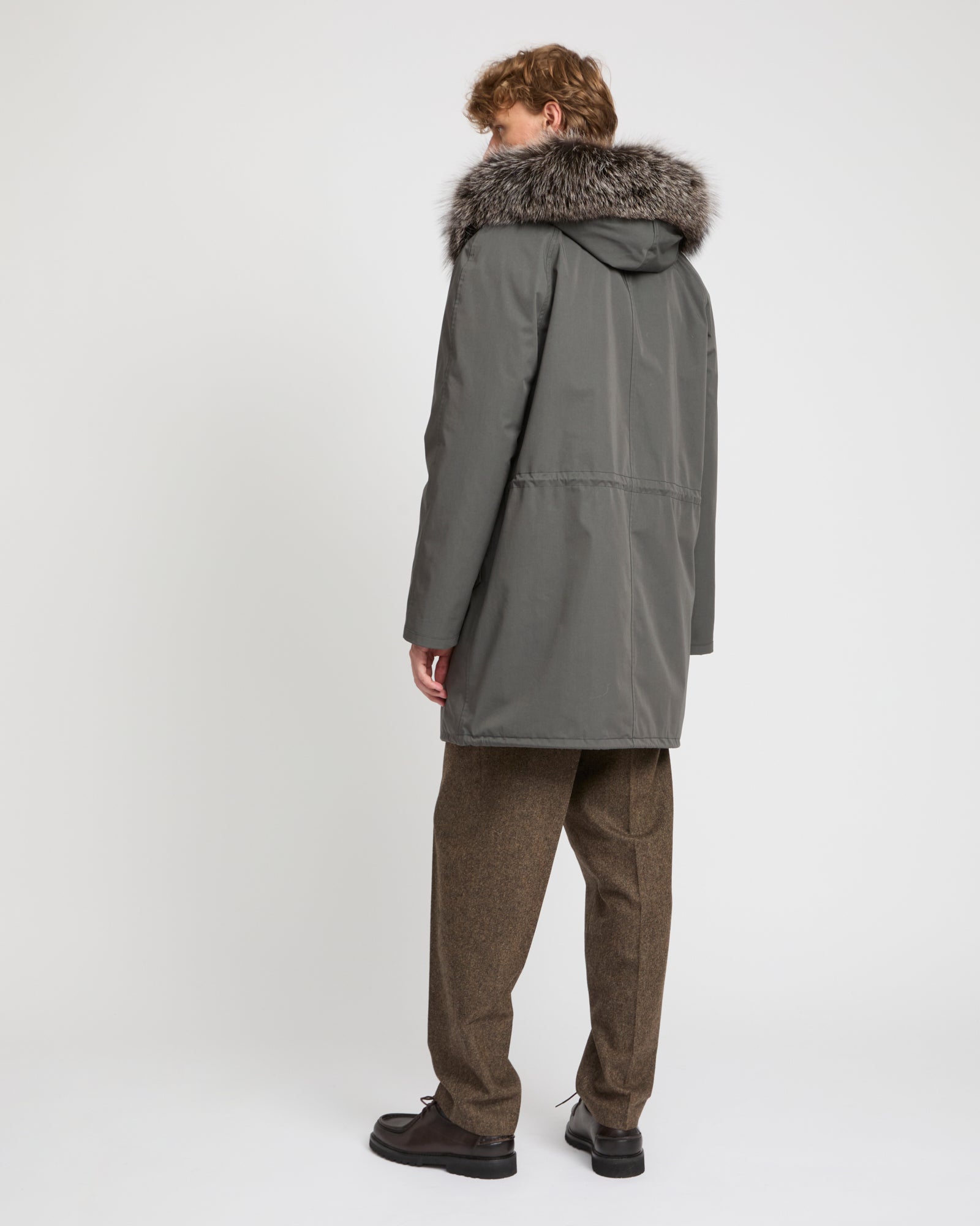 YVES SALOMON　ファージャケット　コヨーテ　ブラック　フランス製　46 Long iconic parka in cotton & fur - black - Yves Salomon Men
