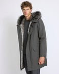 Iconic parka in technical cotton with fox and rabbit fur