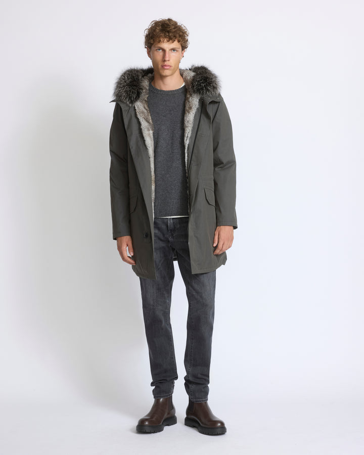 Parka iconique en coton mélangé avec fourrure de renard et lapin - Yves Salomon - Nouvelle collection Automne Hiver