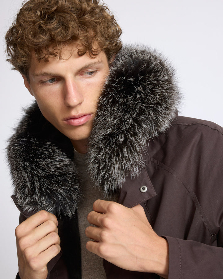 Parka iconique en coton mélangé avec fourrure de renard et lapin - Yves Salomon - Nouvelle collection Automne Hiver