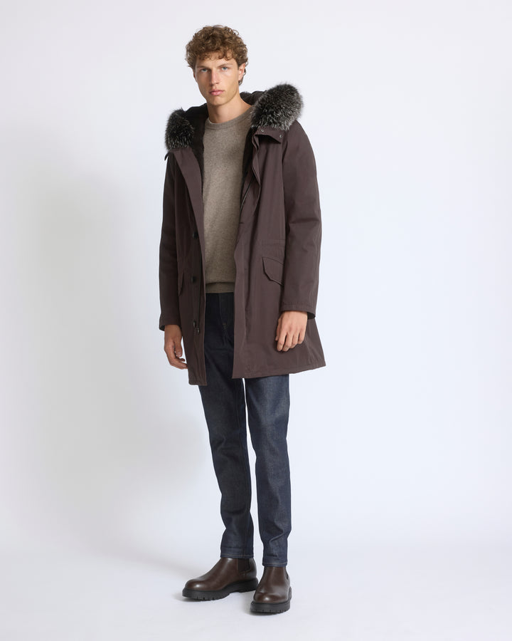 Parka iconique en coton mélangé avec fourrure de renard et lapin - Yves Salomon - Nouvelle collection Automne Hiver