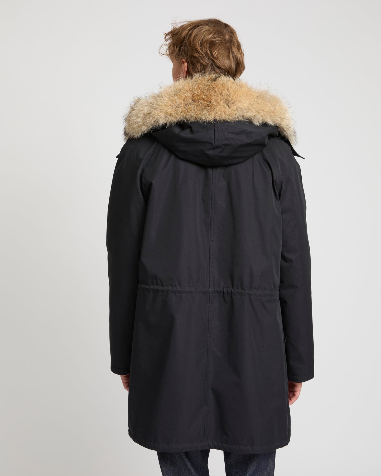 Parka iconique longue en coton technique avec fourrure de coyote et lapin