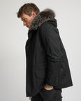 Parka iconique courte en coton mélangé imperméable avec fourrure de renard et lapin
