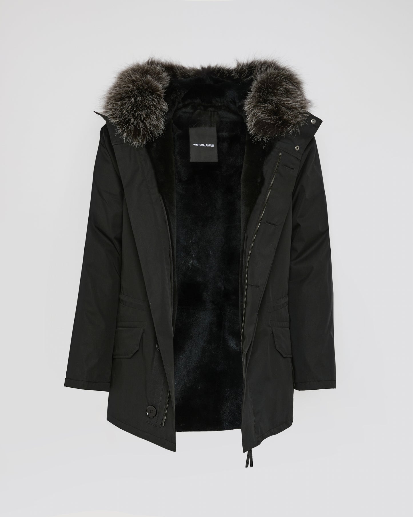 Parka iconique courte en coton mélangé imperméable avec fourrure de renard et lapin
