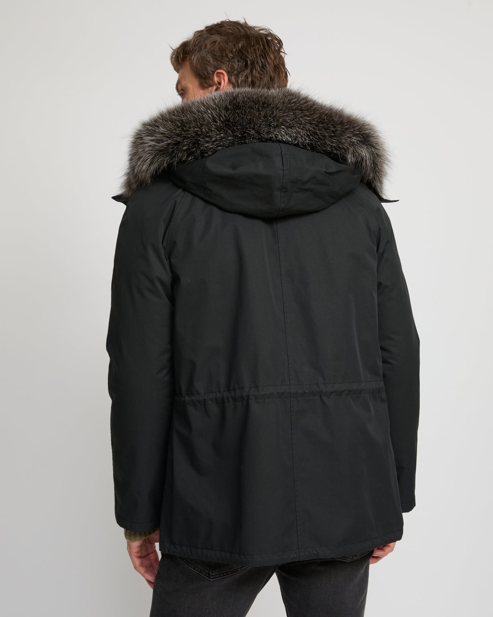 Parka iconique courte en coton mélangé imperméable avec fourrure de renard et lapin -Yves Salomon