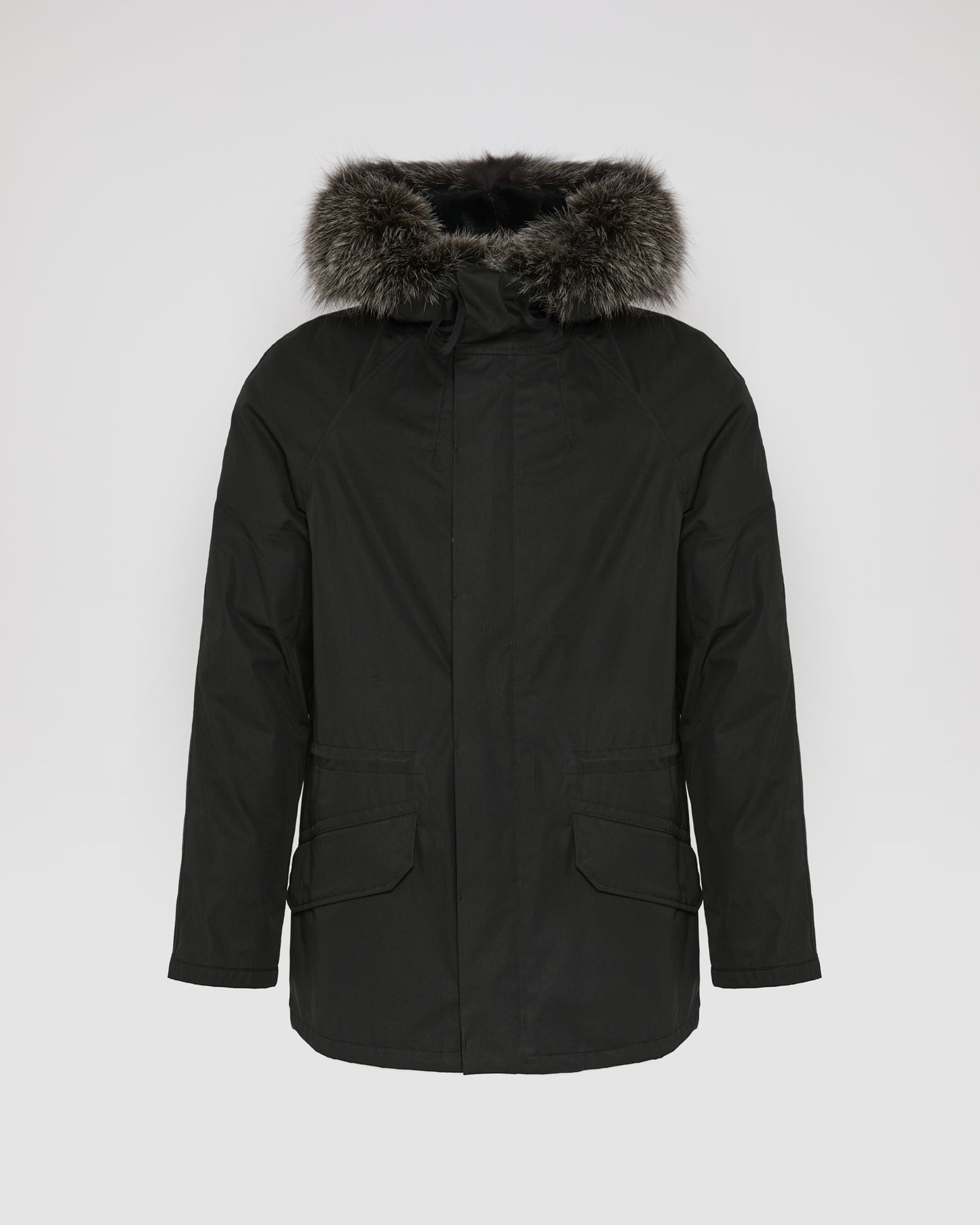 Parka iconique courte en coton mélangé imperméable avec fourrure de renard et lapin