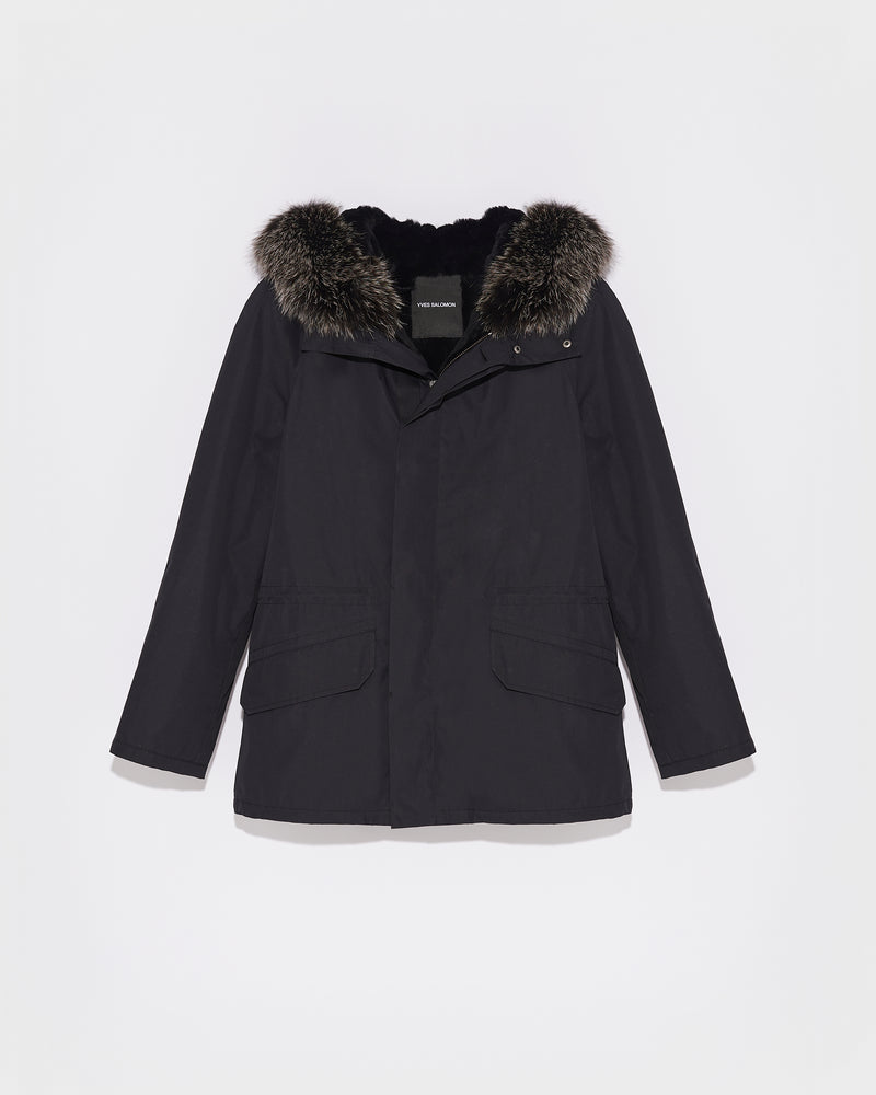 Yves salomon black clearance fur lined parka