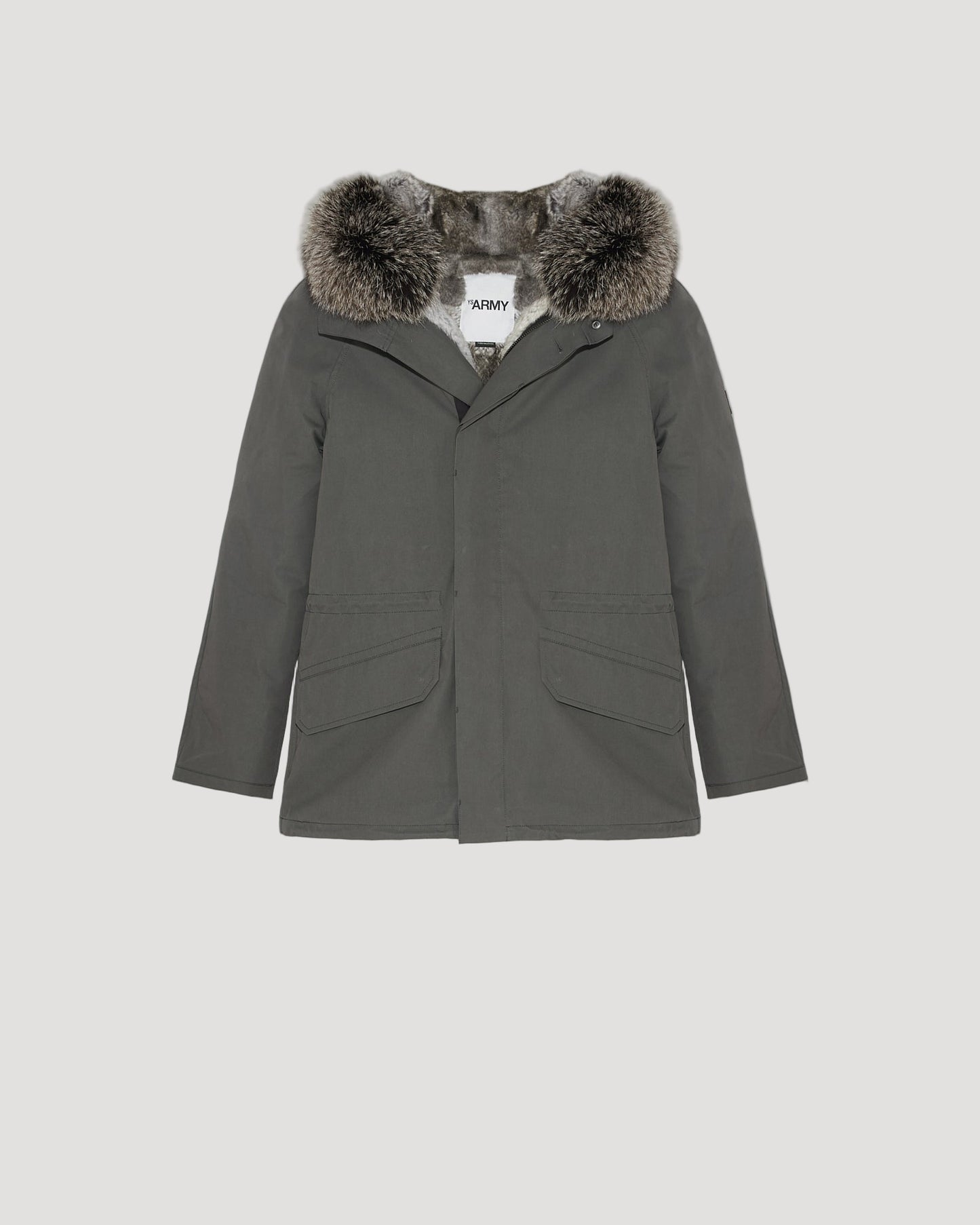 Short Iconic Parka In waterproof Cotton Blend with Fox Fur and Rabbit Fur