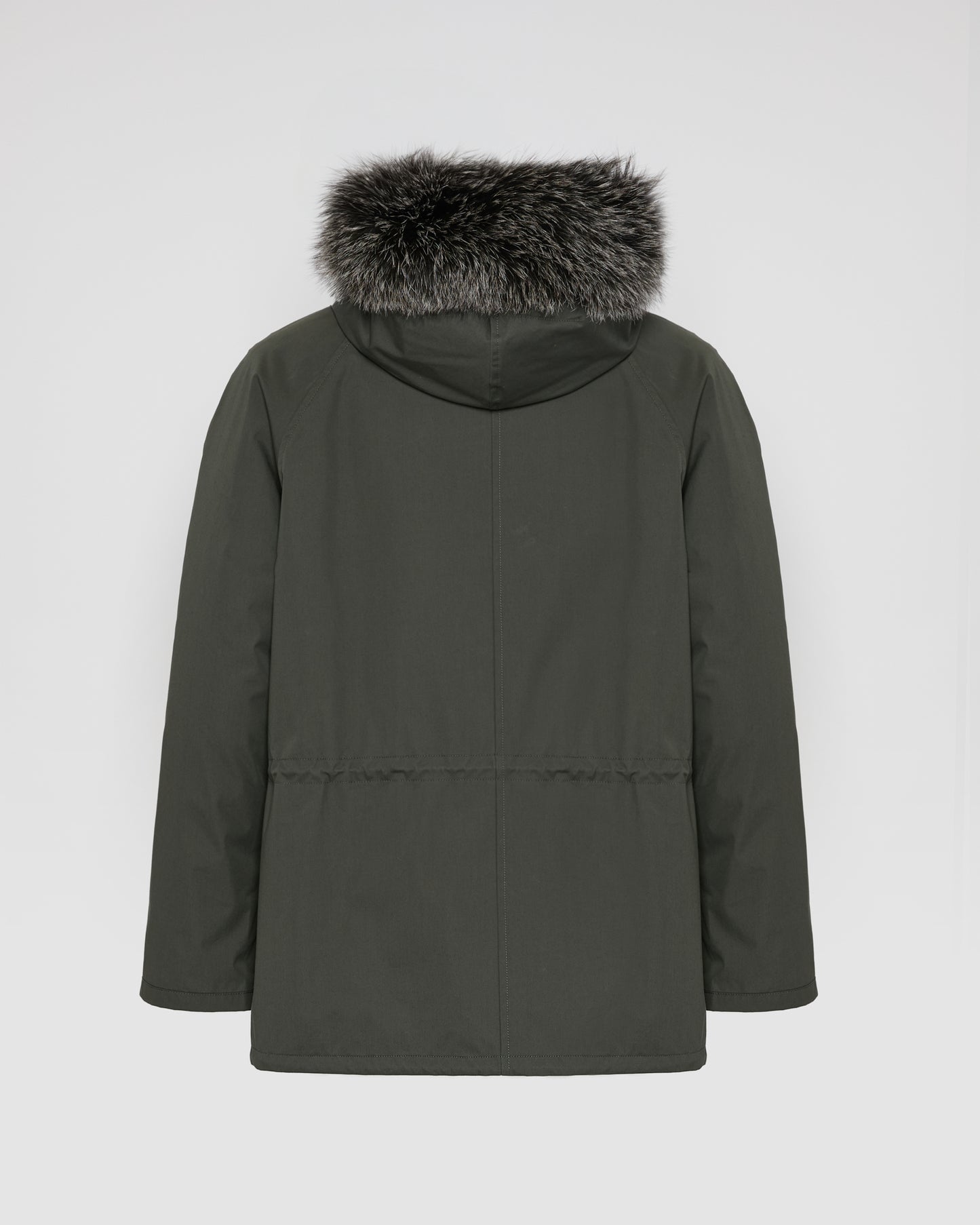 Parka iconique courte en coton mélangé imperméable avec fourrure de renard et lapin