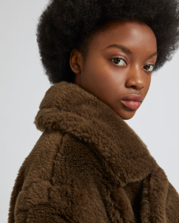 Maxi manteau en laine tissée naturelle