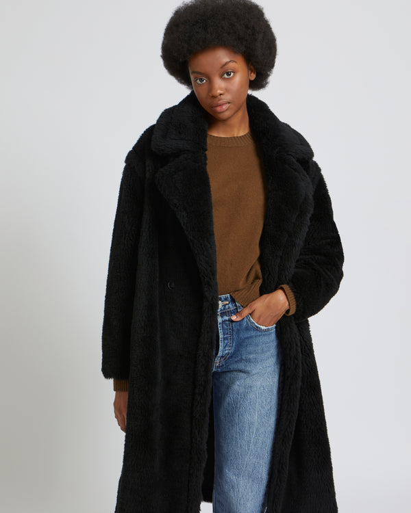 Maxi manteau en laine tissée naturelle