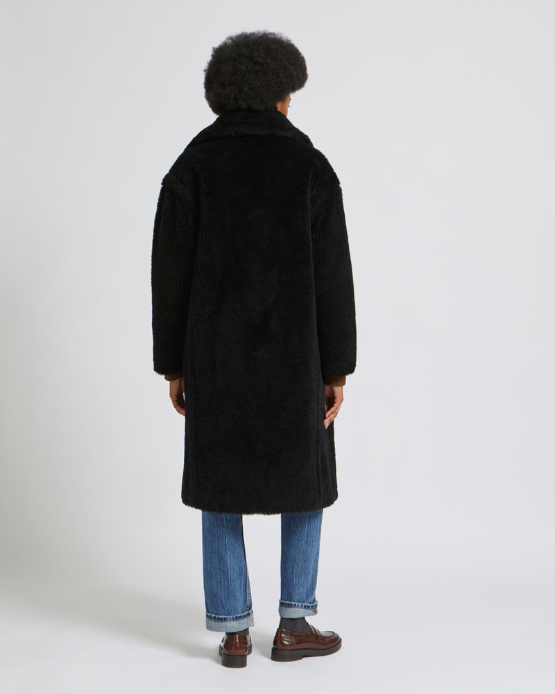 Maxi manteau en laine tissée naturelle