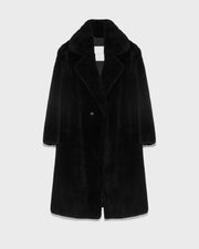 Maxi manteau en laine tissée naturelle