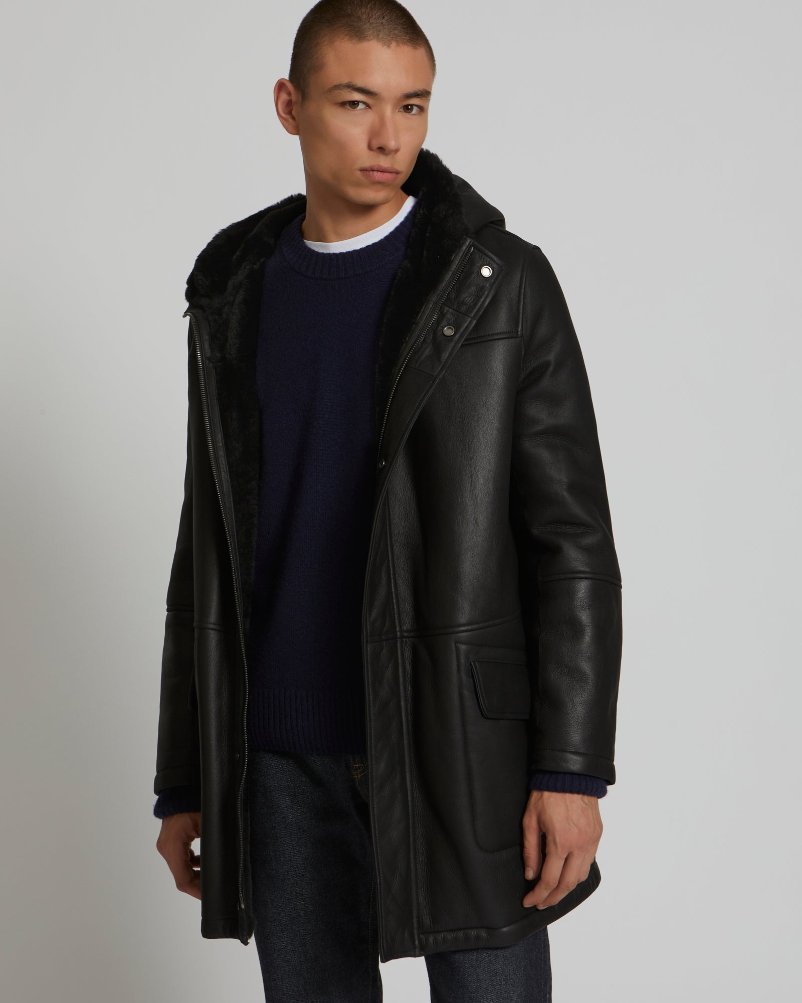 Parka en cuir et peau réversible-Yves Salomon - Soldes d'hiver - Winter Sale