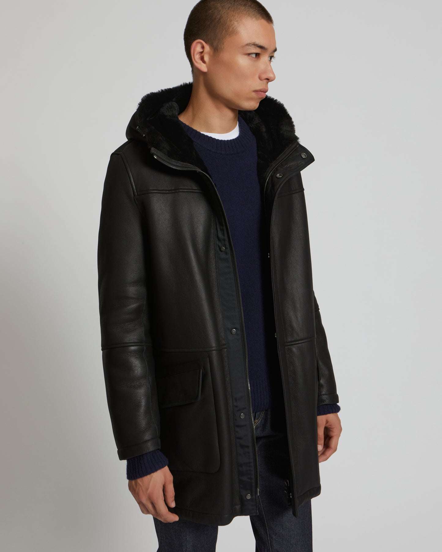 Parka en cuir et peau réversible-Yves Salomon - Soldes d'hiver - Winter Sale