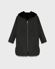Manteau long réversible en fourrure de vison et tissu technique