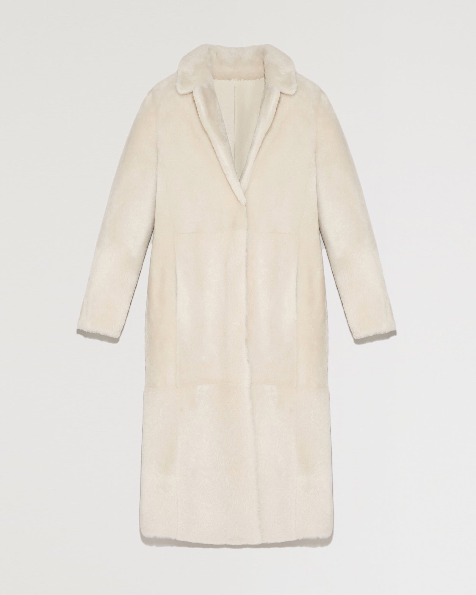 Long reversible belted shearling coat - White - Yves Salomon - Women