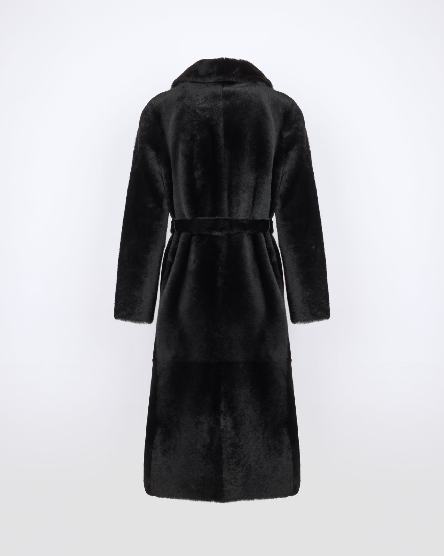 Manteau long ceinturé et réversible en peau lainée - Yves Salomon - Nouvelle collection Automne Hiver