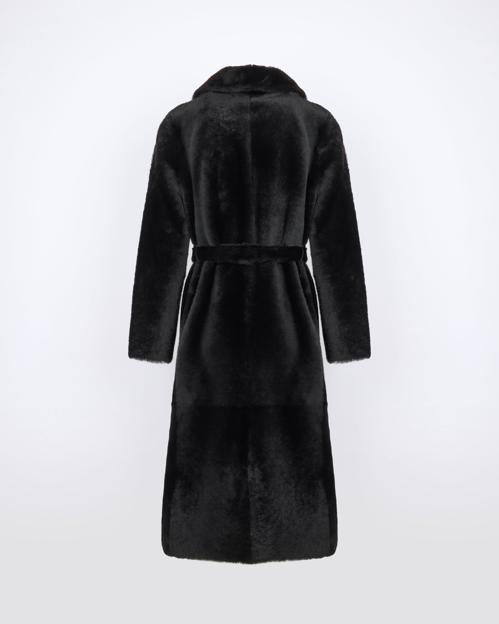 Manteau long ceinturé et réversible en peau lainée - Yves Salomon - Nouvelle collection Automne Hiver