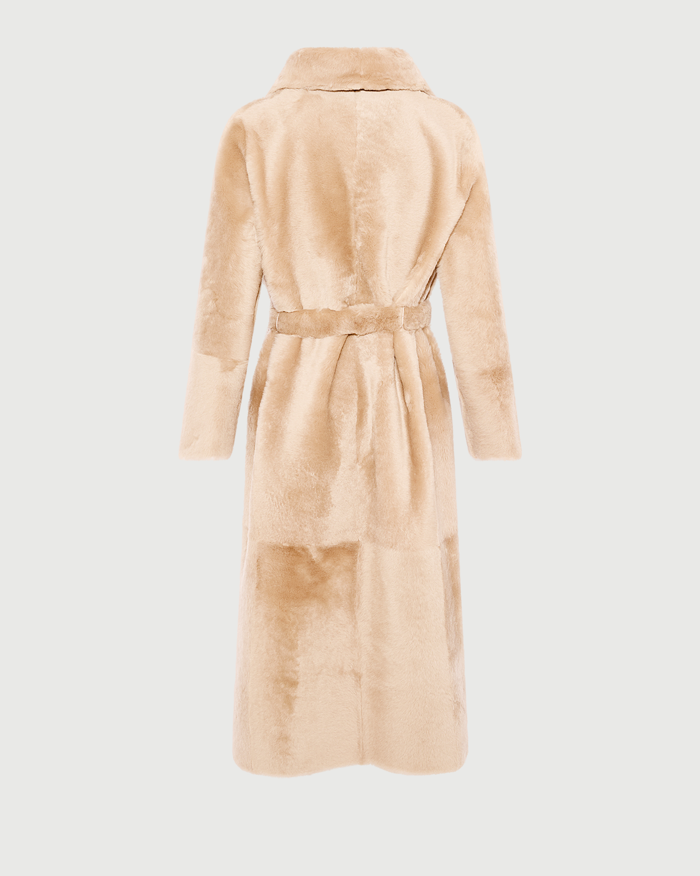 Manteau long ceinturé et réversible en peau lainée- Yves Salomon - Nouvelle collection Automne Hiver