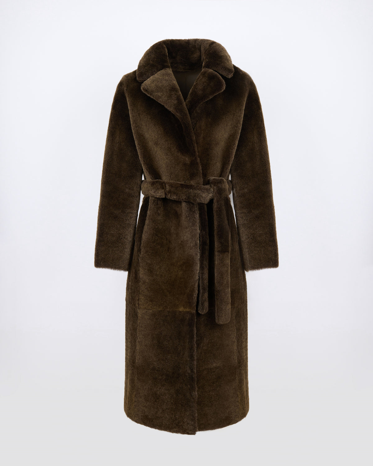 Manteau long ceinturé et réversible en peau lainée - Yves Salomon - Nouvelle collection Automne Hiver