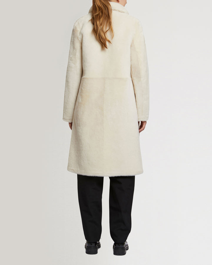 Reversible merino shearling coat