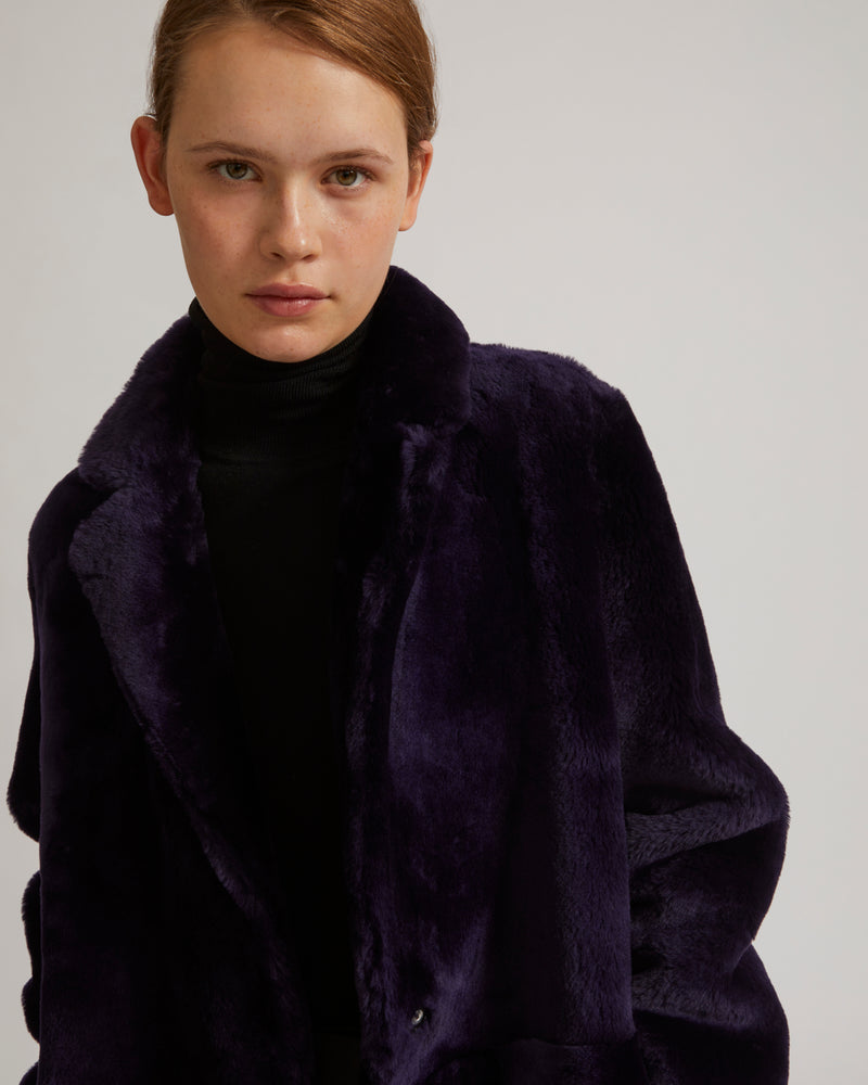 Manteau réversible en agneau mérinos