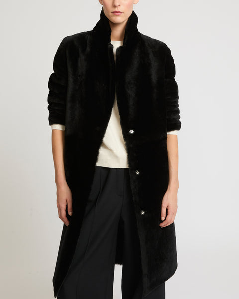 60s Lama far wool reversible coat ウール Reversible merino lambskin coat - Black - Yves Salomon - Women