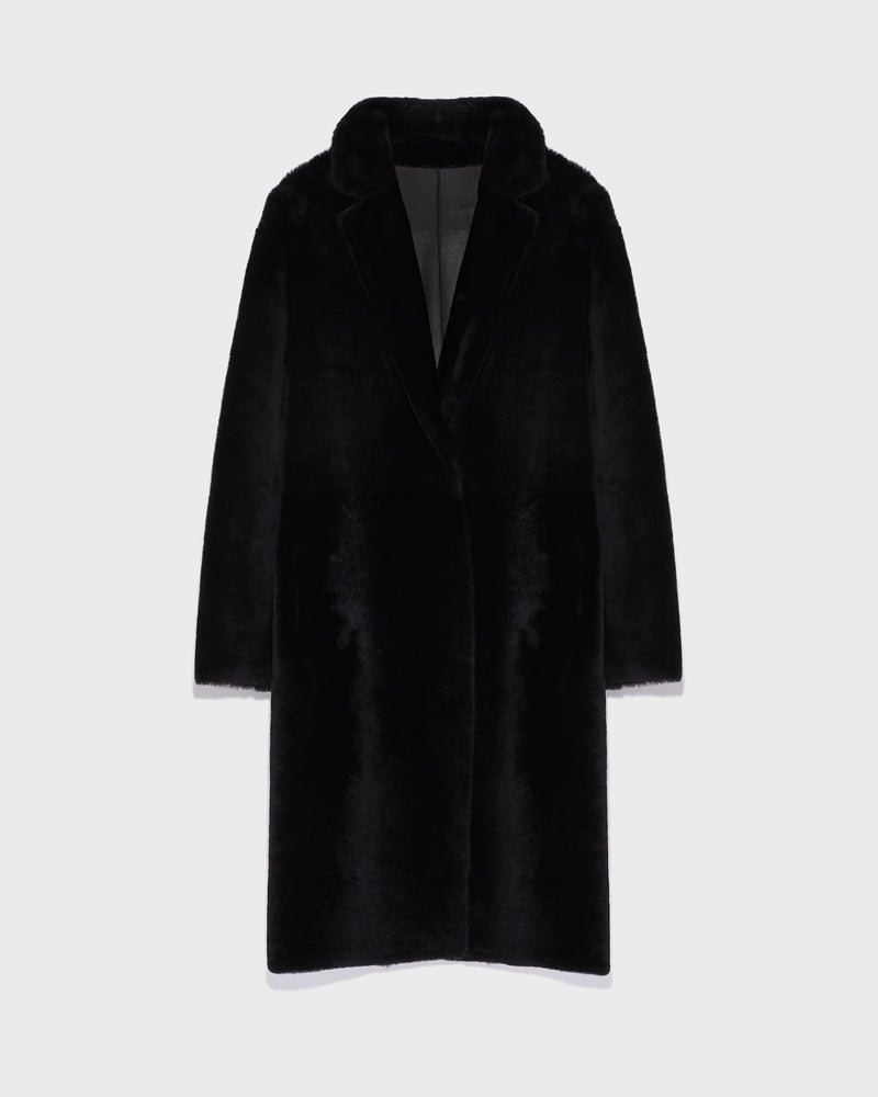 Reversible merino lambskin coat