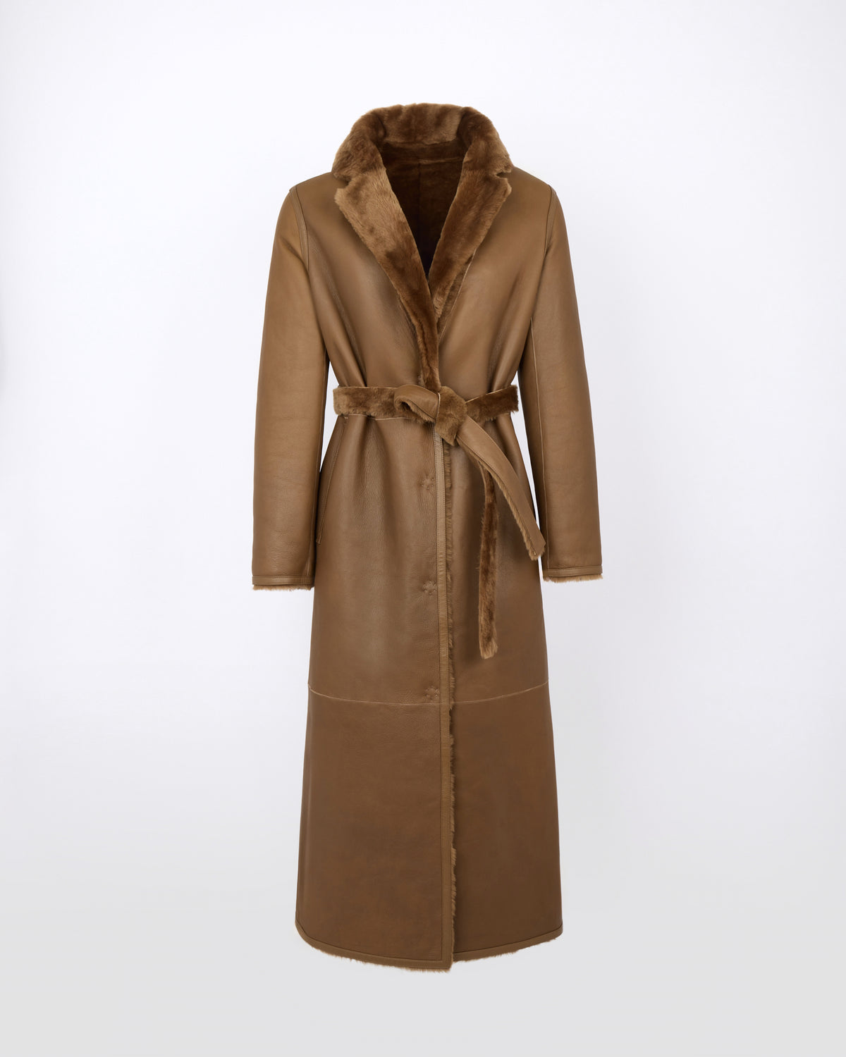 Manteau long réversible en peau lainée d'agneau - Yves Salomon - Nouvelle collection Automne Hiver