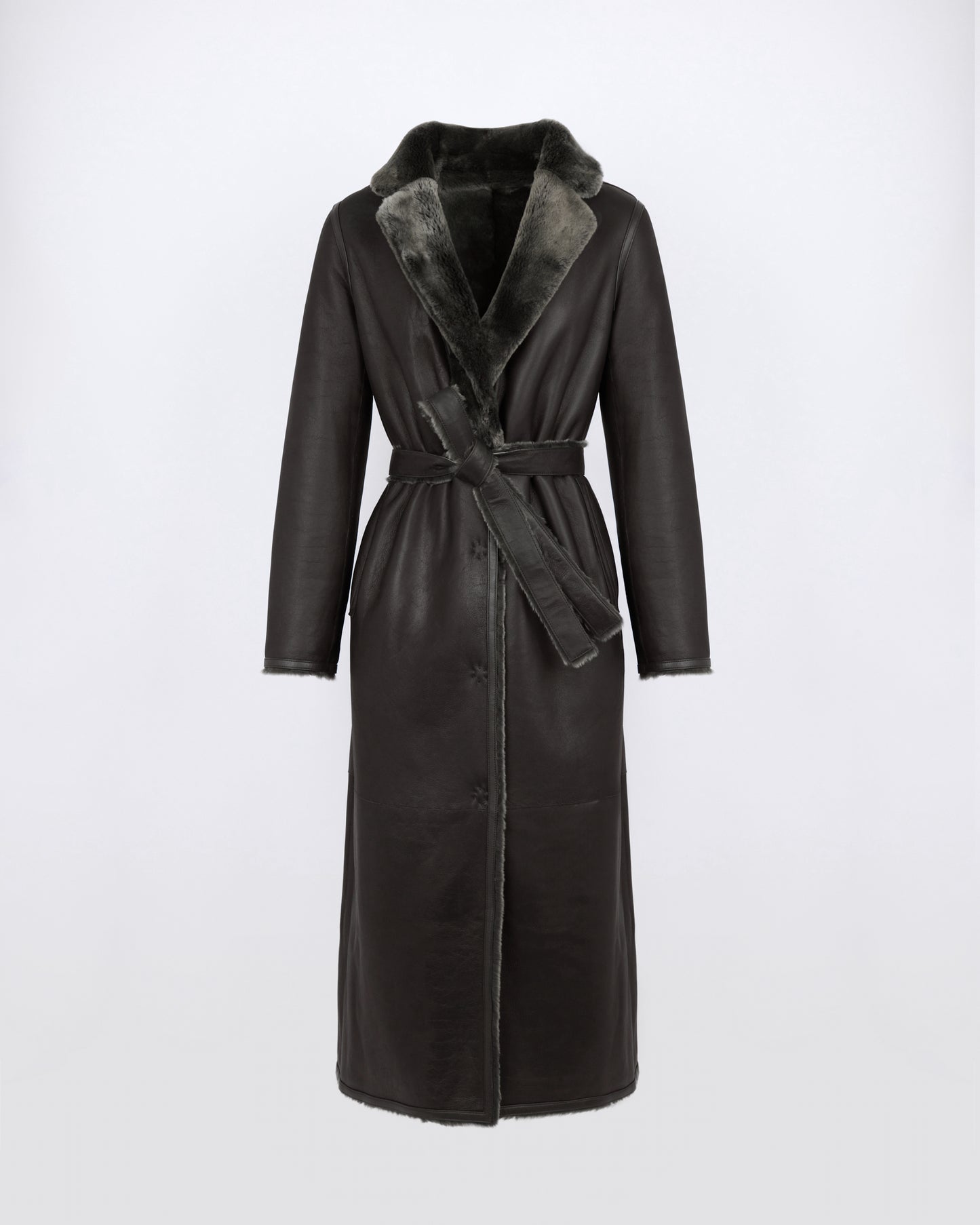 Manteau long réversible en peau lainée d'agneau - Yves Salomon - Nouvelle collection Automne Hiver