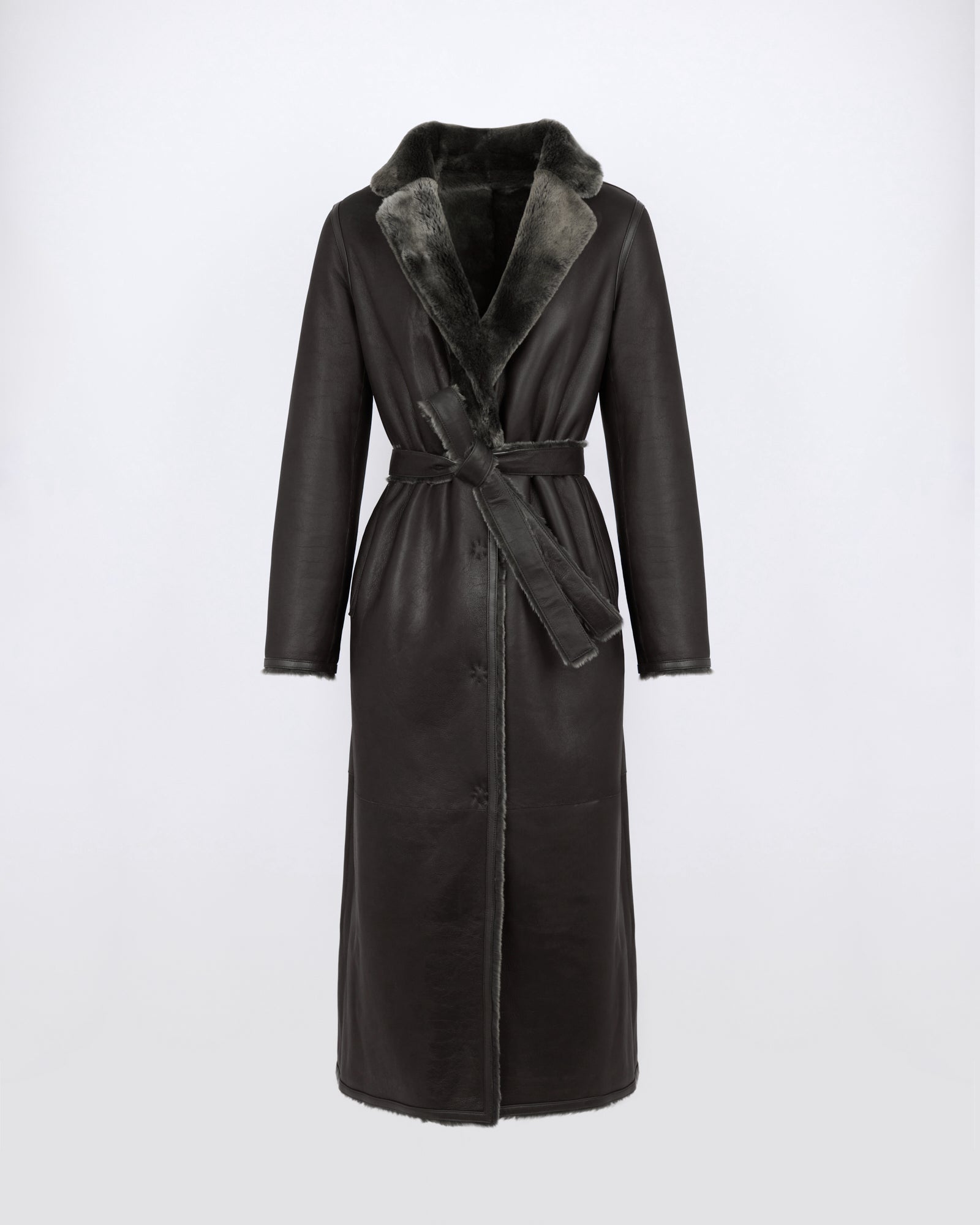 Manteau long réversible en peau lainée d'agneau - Yves Salomon - Nouvelle collection Automne Hiver