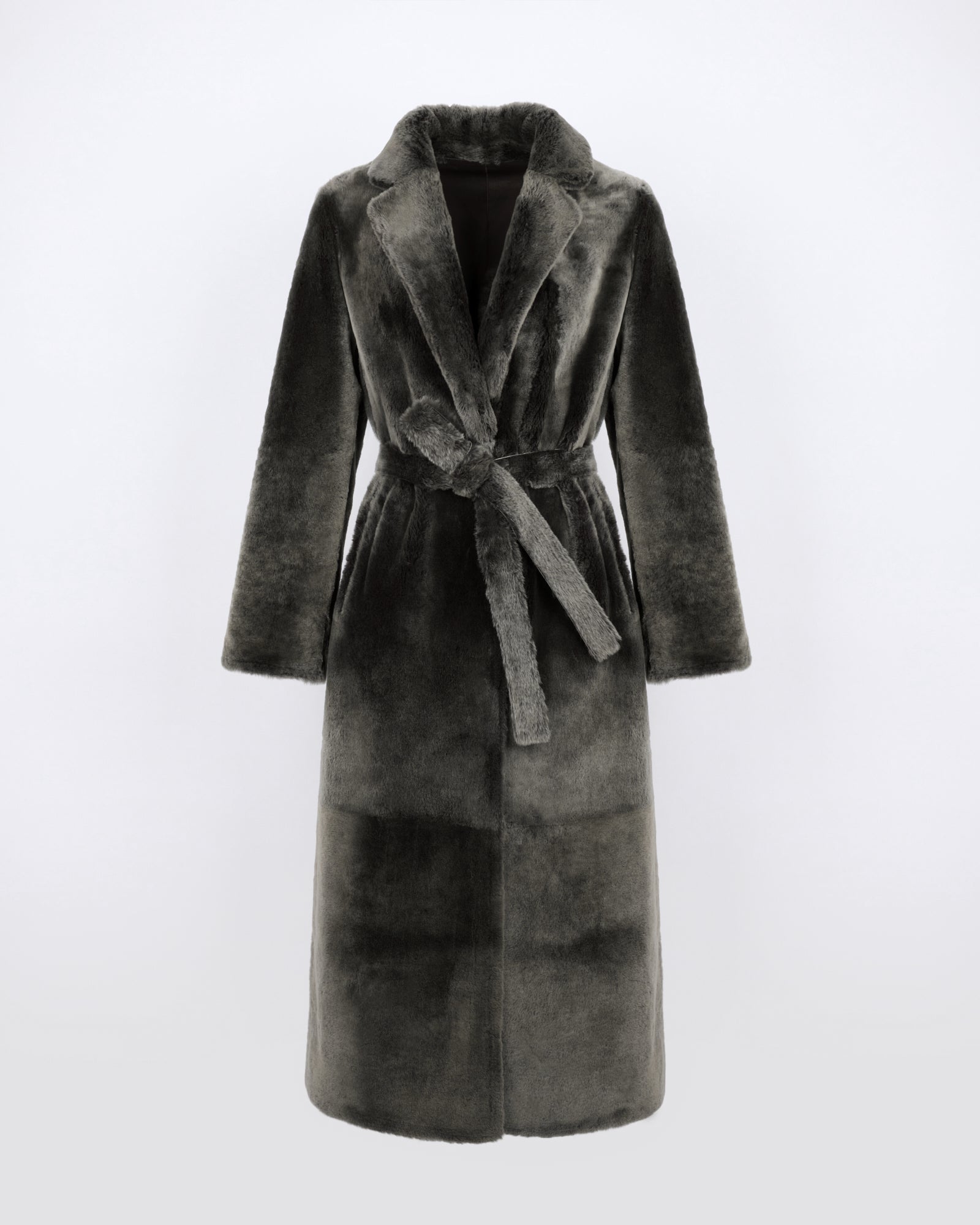 Manteau long réversible en peau lainée d'agneau - Yves Salomon - Nouvelle collection Automne Hiver
