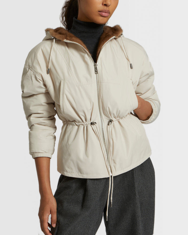 Parka en tissu technique réversible et fourrure de vison