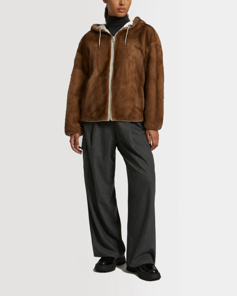 Parka en tissu technique réversible et fourrure de vison