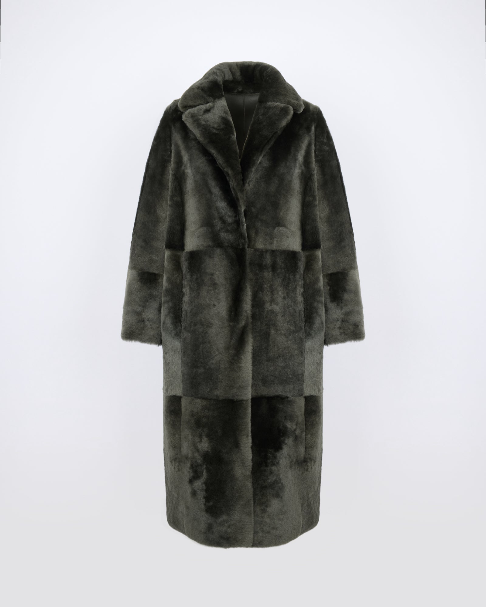 Manteau long ceinturé et réversible en peau lainée - Yves Salomon - Nouvelle collection Automne Hiver