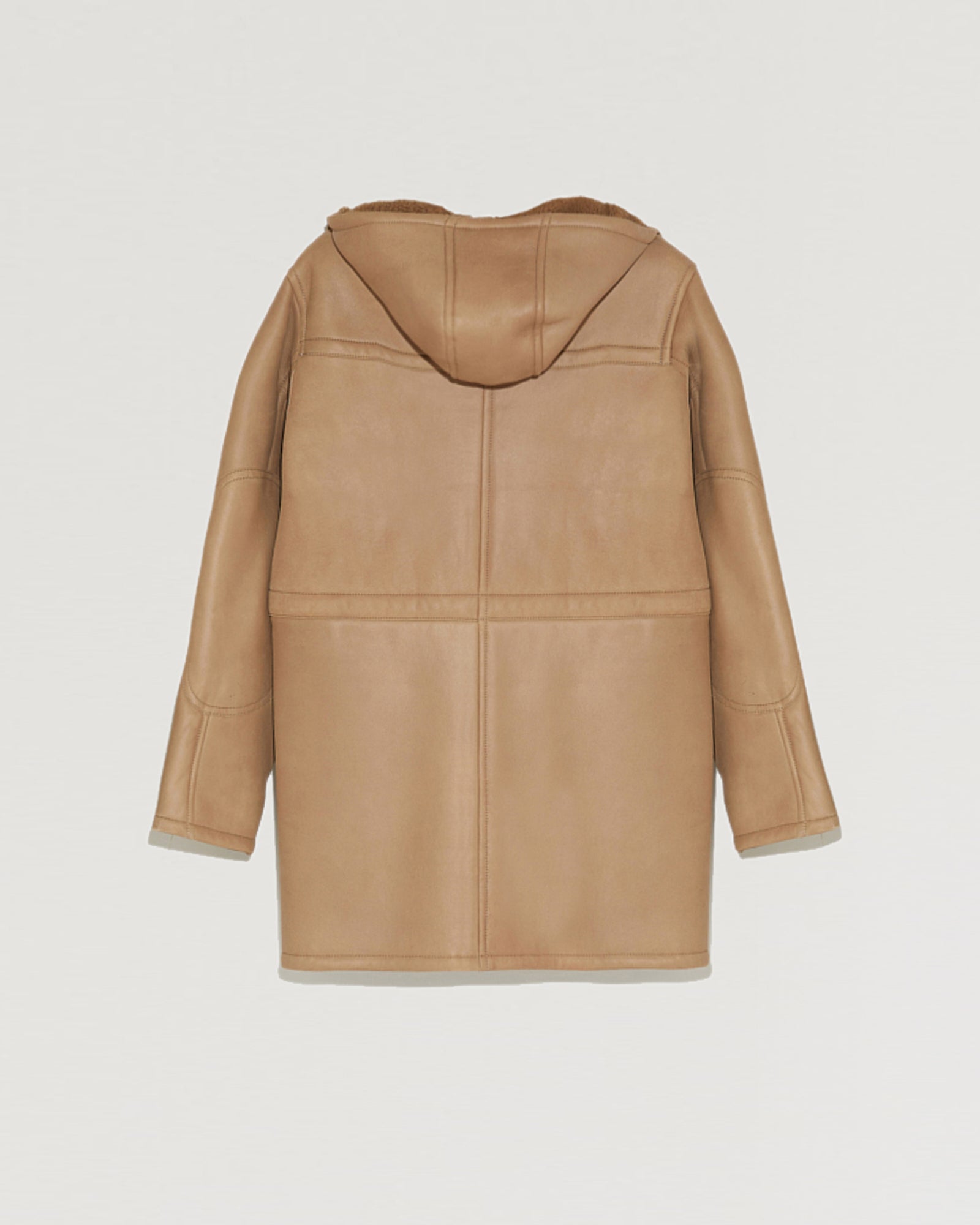 Soldes d'hiver  - Yves Salomon -Manteau en cuir velours doublé avec capuche