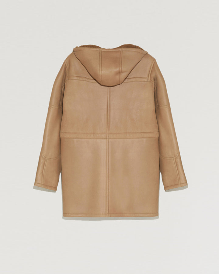 Black Friday 2025 - Yves Salomon - Manteau en cuir velours doublé avec capuche