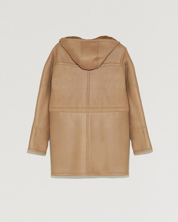 Manteau en cuir velours doublé avec capuche
